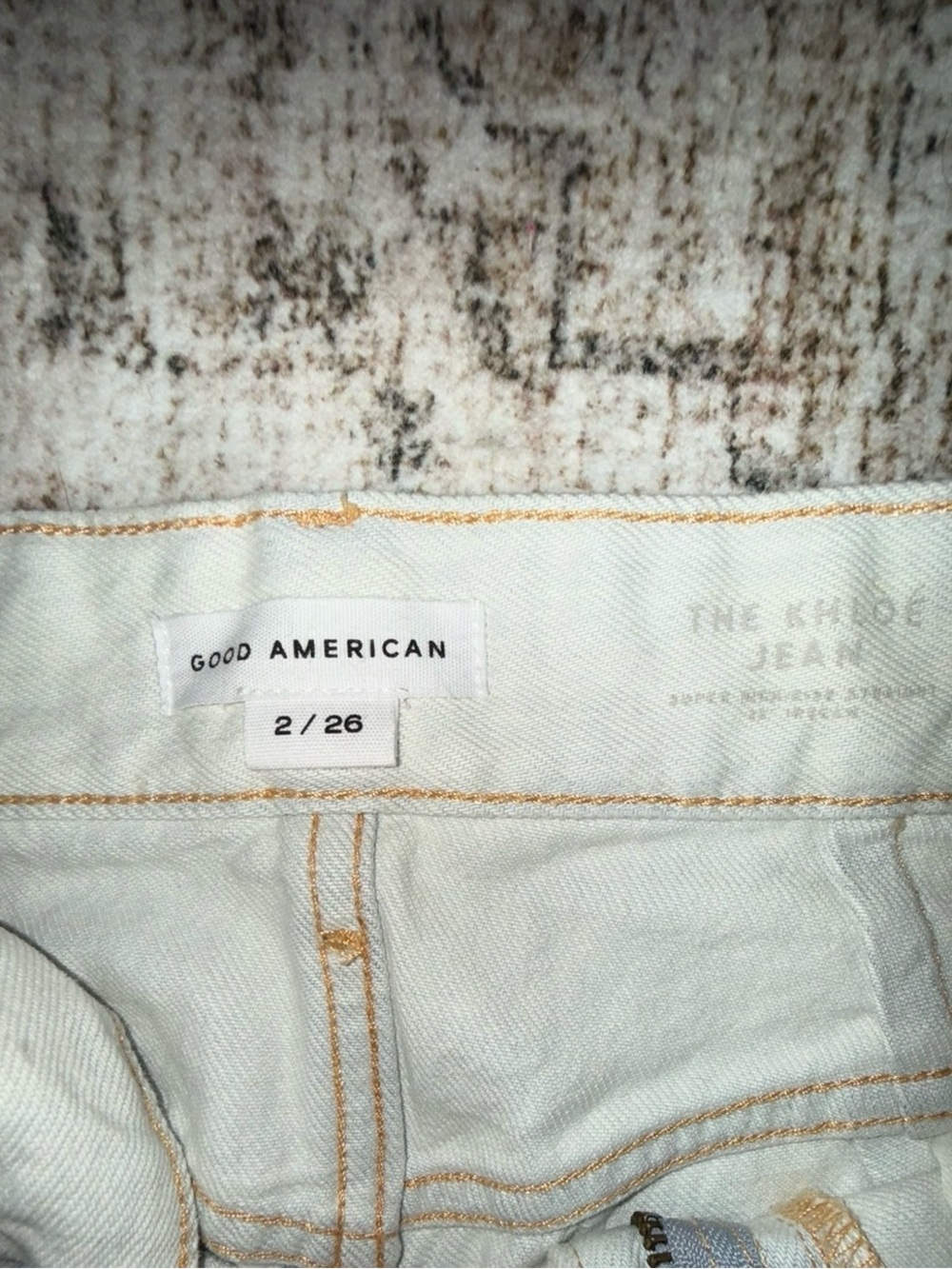 Good American Cream Distressed High-Rise Wide-Leg Jeans - Picture 3 of 3